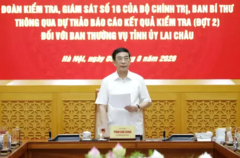 Đoàn kiểm tra giám sát của Bộ Chính trị làm việc với Thường vụ Tỉnh ủy Lai Châu