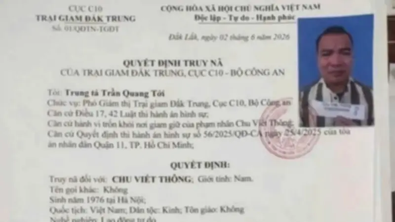 Phạm nhân trốn khỏi bệnh viện bị truy nã toàn quốc