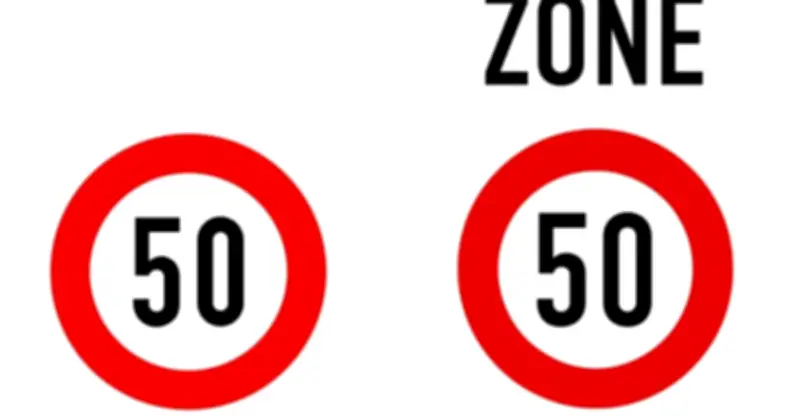 Phân biệt biển báo P.127 và R.E,9d: Chữ 'ZONE' thay đổi phạm vi hiệu lực