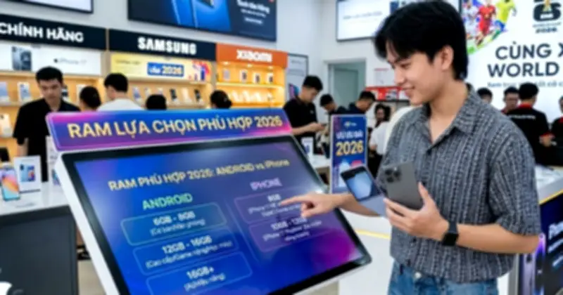 RAM 12 GB trở thành tiêu chuẩn mới trên smartphone năm 2026 nhờ AI