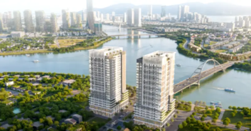 S-Light Tower: Tháp đôi biểu tượng tại trung tâm Nam Đà Nẵng mặt sông Hàn