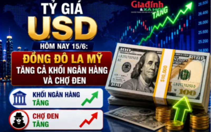 Tỷ giá USD hôm nay 15/6: Đồng đô la Mỹ tăng cả khối ngân hàng và chợ đen