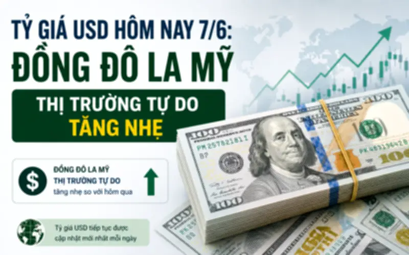 Tỷ giá USD hôm nay 7/6: Đô la Mỹ thị trường tự do tăng nhẹ, giá bán 26.401 đồng