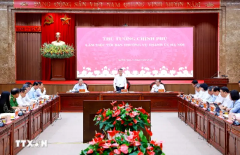 Thủ tướng Lê Minh Hưng làm việc với Ban Thường vụ Thành ủy Hà Nội