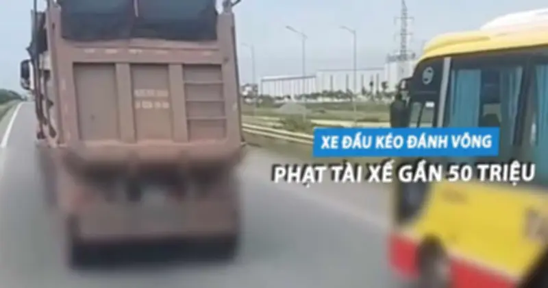 Tài xế xe đầu kéo lạng lách chèn đường bị phạt gần 50 triệu đồng