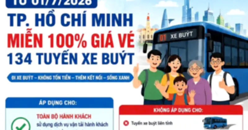 TP.HCM miễn phí 134 tuyến xe buýt từ 1.7, hỗ trợ 100% giá vé