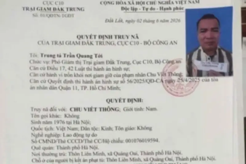 Truy nã phạm nhân bỏ trốn khi đang điều trị tại bệnh viện