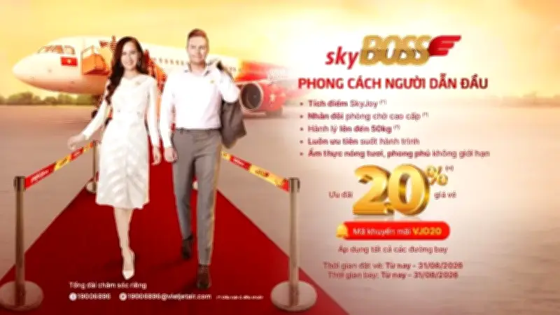 Vietjet giảm 20% vé SkyBoss, Business mùa hè 2026