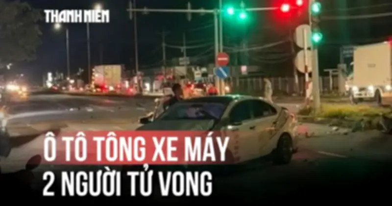 Vĩnh Long: Ô tô tông xe máy chờ đèn đỏ, 2 người tử vong