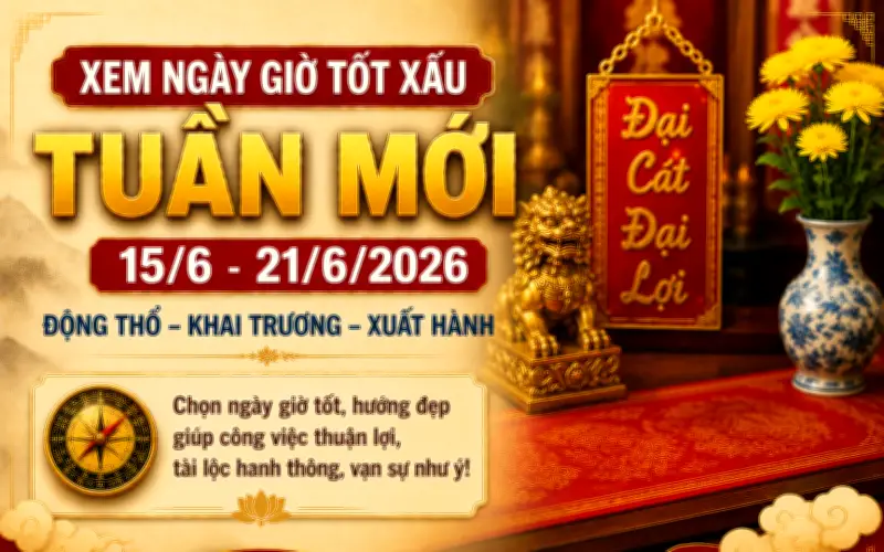 Xem ngay giờ tốt tuần mới 15/6 - 21/6: 4 ngày thuận lợi khai trương và xuất hành