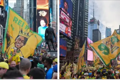 CĐV nhuộm vàng New York trước trận Brazil ra quân