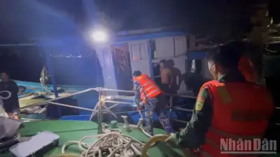 Tàu cá Đà Nẵng bị phá nước, 10 ngư dân được cứu an toàn