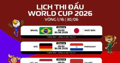 VTV5, VTV6 trực tiếp vòng 1/16 World Cup 2026 hôm nay