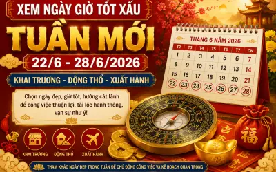 Xem ngay giờ tốt tuần mới 22/6-28/6/2026: Ngày đẹp khai trương, đổ thổ, xuất hành đón tài lộc