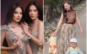 Nam Anh, Nam Em trước thềm chung kết Hoa hậu: Phương Oanh rạng rỡ bên hai con