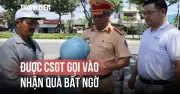 Người dân bất ngờ khi được CSGT gọi vào lề để nhận quà đặc biệt