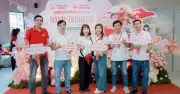 Ngày hội hiến máu 'Hành trình đỏ - Kết nối yêu thương' tại Thiên Khôi Miền Nam thu hút gần 600 người