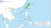 Áp thấp nhiệt đới di chuyển ra ngoài Biển Đông theo hướng Đông Bắc