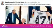 Thủ tướng Đức tặng áo đấu đội tuyển Đức mừng sinh nhật Tổng thống Trump