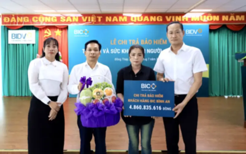 BIC chi trả hơn 48 tỷ đồng quyền lợi bảo hiểm BIC Bình An cho khách hàng BIDV Đồng Tháp