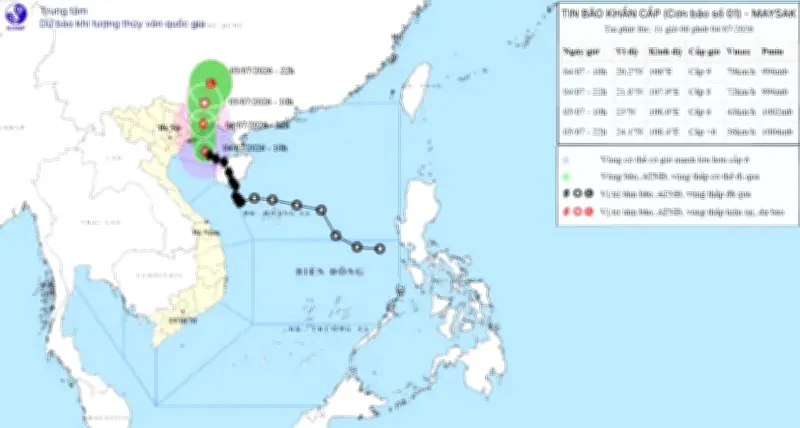 Bão số 1 giữ nguyên cường độ, cách Móng Cái khoảng 145km
