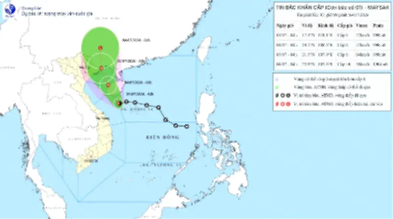Bão số 1 giật cấp 10 tiến vào Vịnh Bắc Bộ, gây mưa lớn 350mm