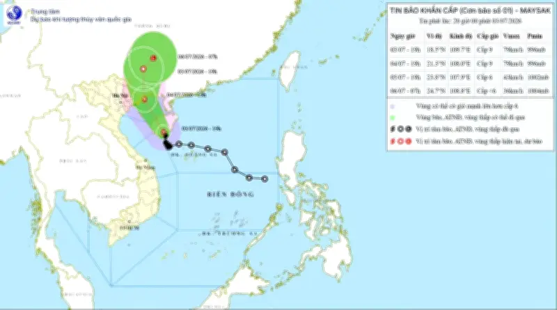 Bão số 1 giật cấp 11, cách Quảng Ninh 380 km, di chuyển chậm