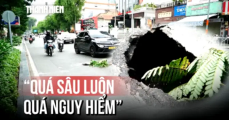 Hố sụt sâu 1 mét xuất hiện giữa trung tâm TP.HCM, chưa có rào chắn
