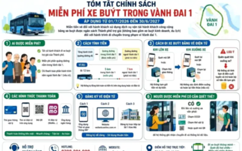 Người dân cần lưu ý điều kiện để được miễn phí xe buýt trong vành đai 1