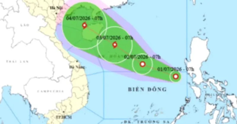 Áp thấp nhiệt đới mạnh lên thành bão số 1 trên Biển Đông vào ngày 3/7