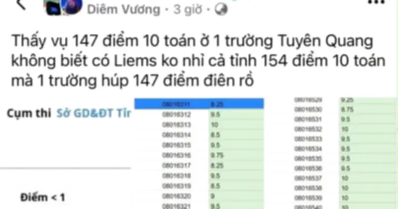 Rộ tin 147 điểm 10 toán tại trường chuyên Tuyên Quang: Sở GD-ĐT xác minh