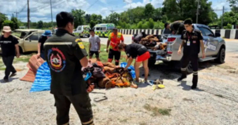 Xe bán tải tông đoàn hành hương Thái Lan, 8 nhà sư thiệt mạng