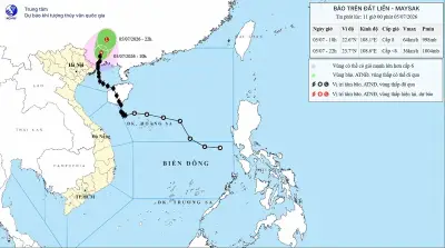 Bão số 1 suy yếu thành áp thấp nhiệt đới, gió giật cấp 12 tại Móng Cái