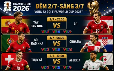 Lịch trực tiếp FIFA World Cup 2026 ngày 3/7 trên VTV