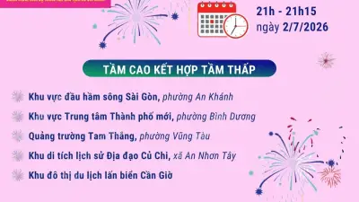 TP.HCM bắn pháo hoa 16 điểm mừng 50 năm đổi tên thành phố Hồ Chí Minh
